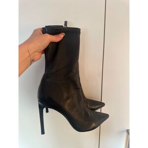 Black Suede Studio Thelma Sock Bootie from REVOLVE